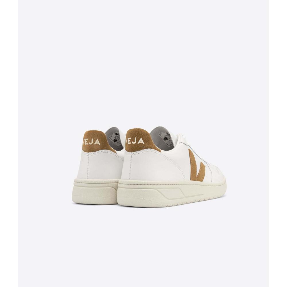 Veja V-10 LEATHER Sneakers Dames White/Brown | NL 640VRW